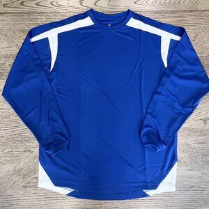 Holloway Dry Excel Adult Large Jumpshot Long Sleeve Shirt‎ Royal/White NEW